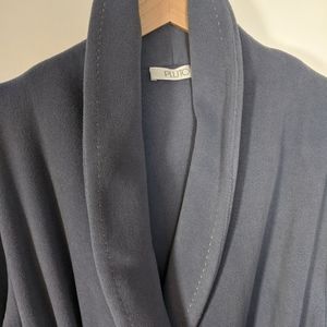 blue/gray fleece bathrobe